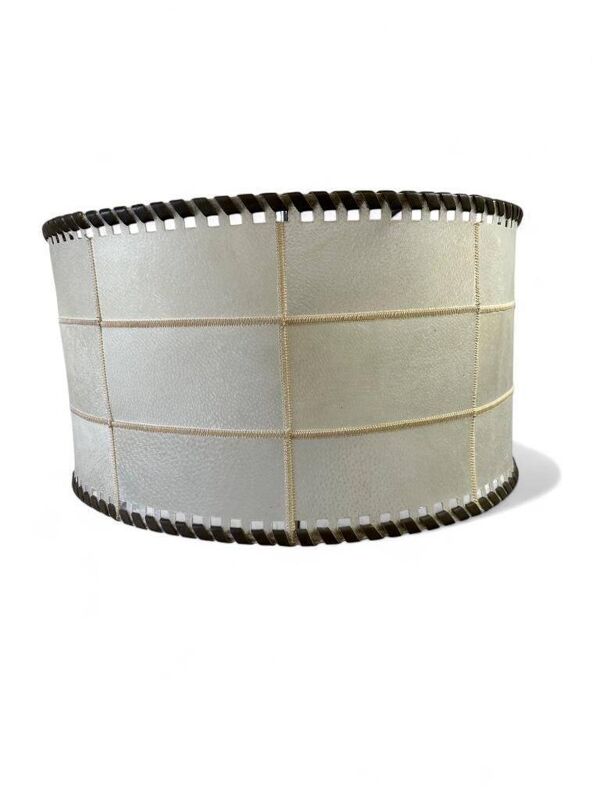 Lampadaire vintage avec abat-jour en parchemin et cuir, années 60