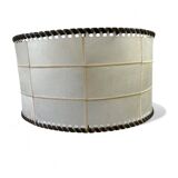 Vintage floor lamp with parchment and leather shade, 1960s