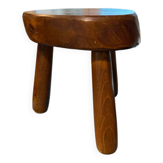 petit Tabouret tripode bois ferme traite porte plante brutaliste