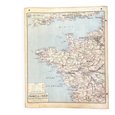 🌍Old school map Vidal-Lablache 60, 1940 - West France, Brittany