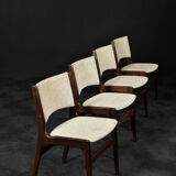 Vintage Scandinavian Modern Teak and Beige Wool Dining Chairs Model 89 by Erik Buch, 1950s, Set of 4
