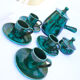 Teapot or chocolatier, its sugar bowl and its 4 cups of Italian ceramic Cerasarda