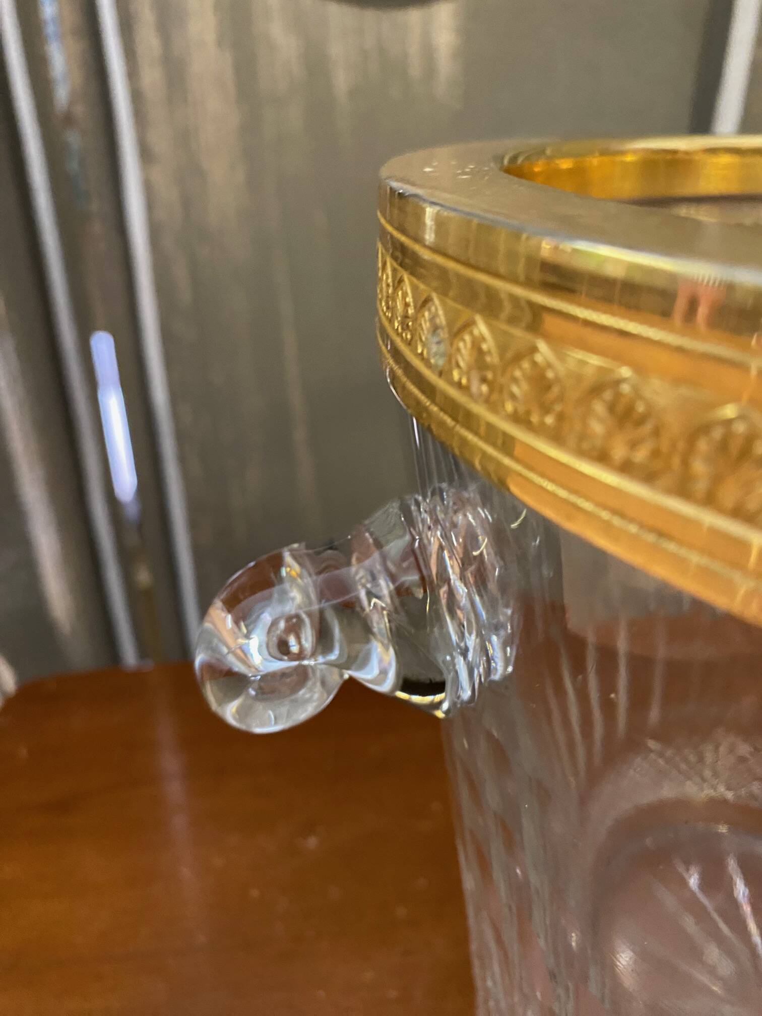 Saint Louis crystal champagne bucket with thistle thistle decor with rim