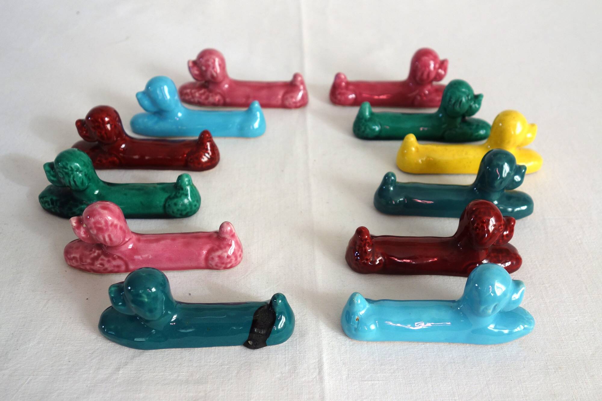 12 vintage Vallauris ceramic knife holders