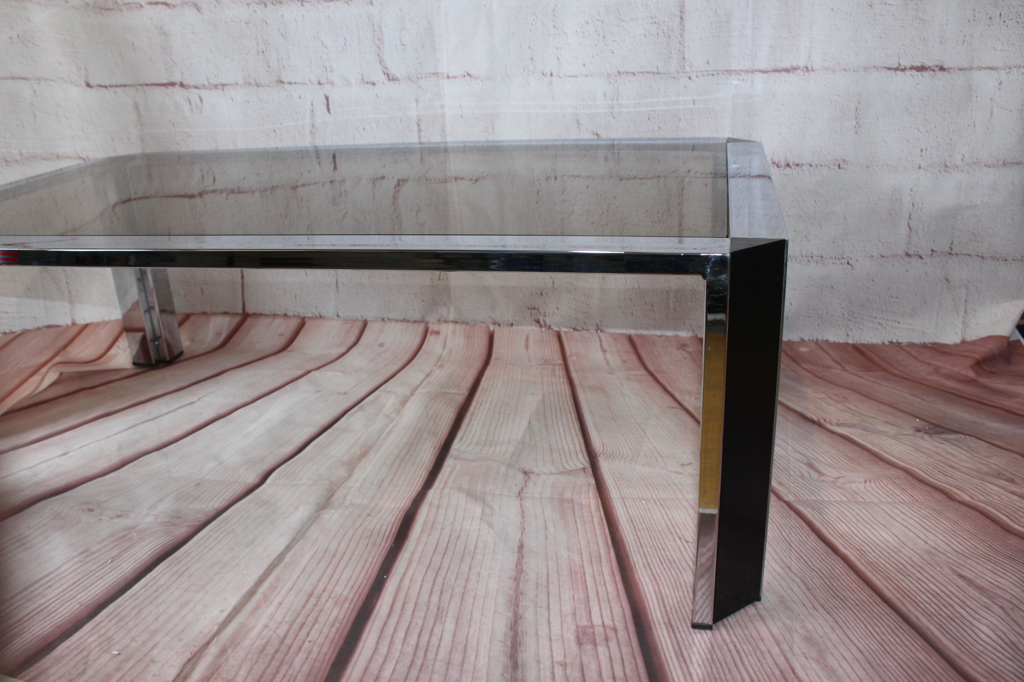 OLD VINTAGE CHROME COFFEE TABLE