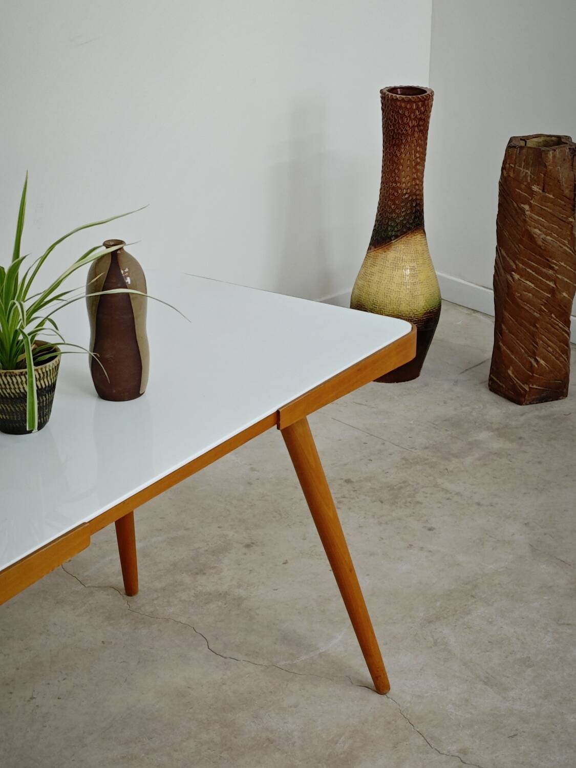 White opaxit coffee table by Jiri Jiroutek for Cesky Nabytek 1960