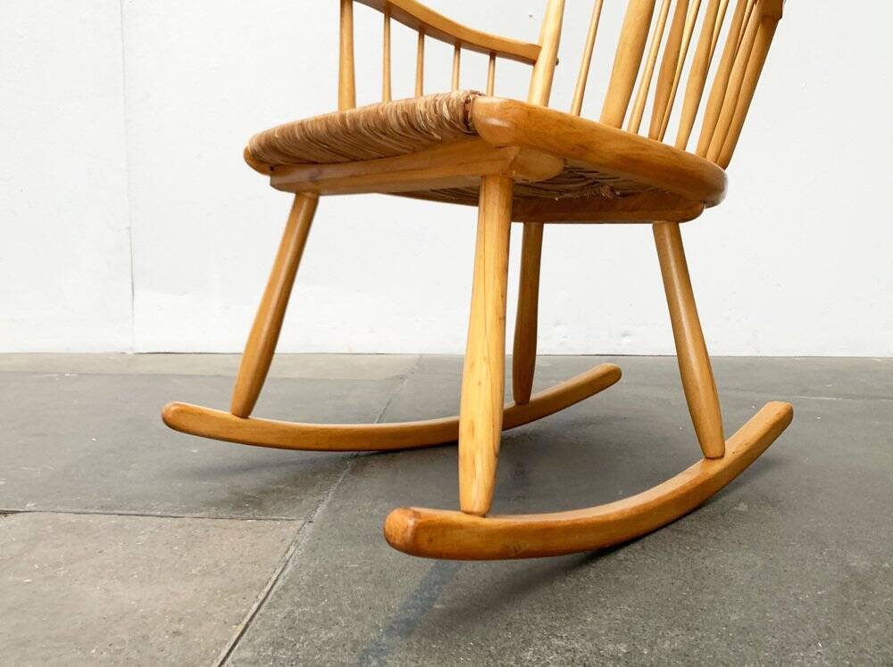 Mid-Century rocking chair model WK-S 7 in beech by Arno Lambrecht for Wk Möbel, 1950s.