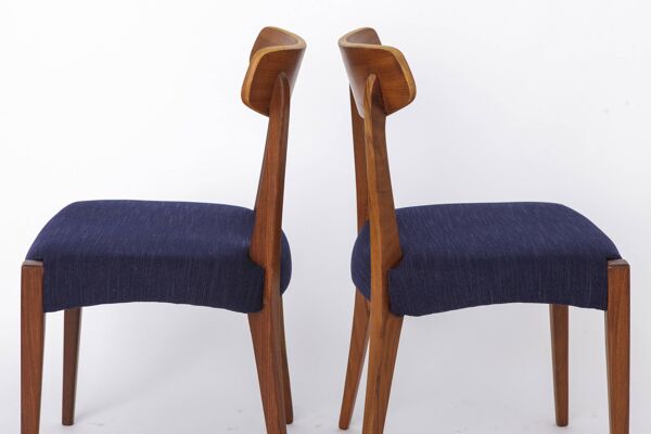 Paire de chaises en teck danois des années 1960, chaises de salle à manger vintage du milieu du siècle.