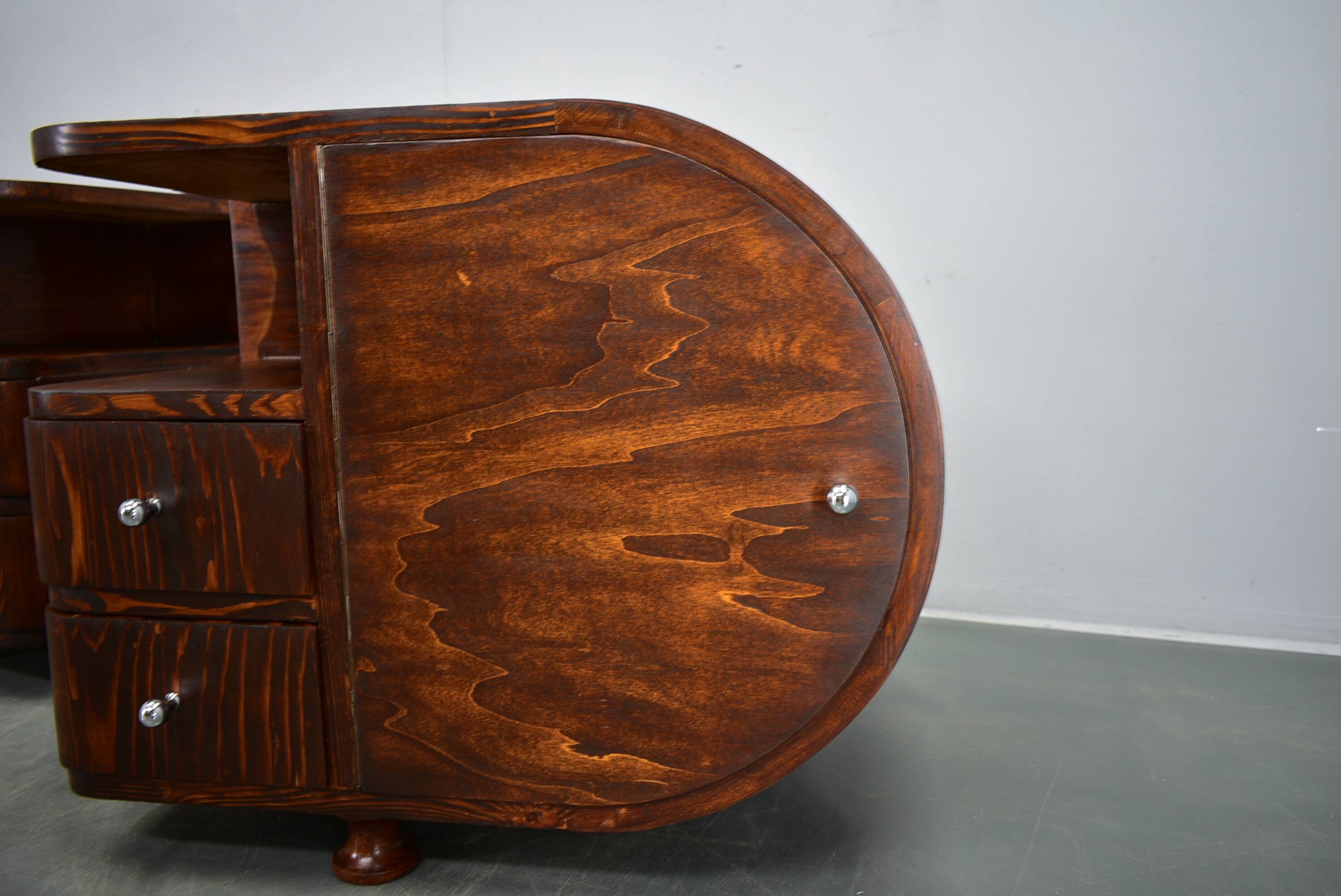 1935s pair of rare Art Deco bedside tables, Czechoslovakia