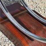 Art deco coffee table mirror base chrome and rosewood