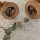Opaline and wood sconces