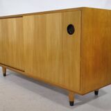 Buffet à portes coulissantes Erich Stratmann années 1960, orme