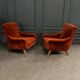 Pair of Scandinavian work armchairs from the 60s in velvet and compass legs