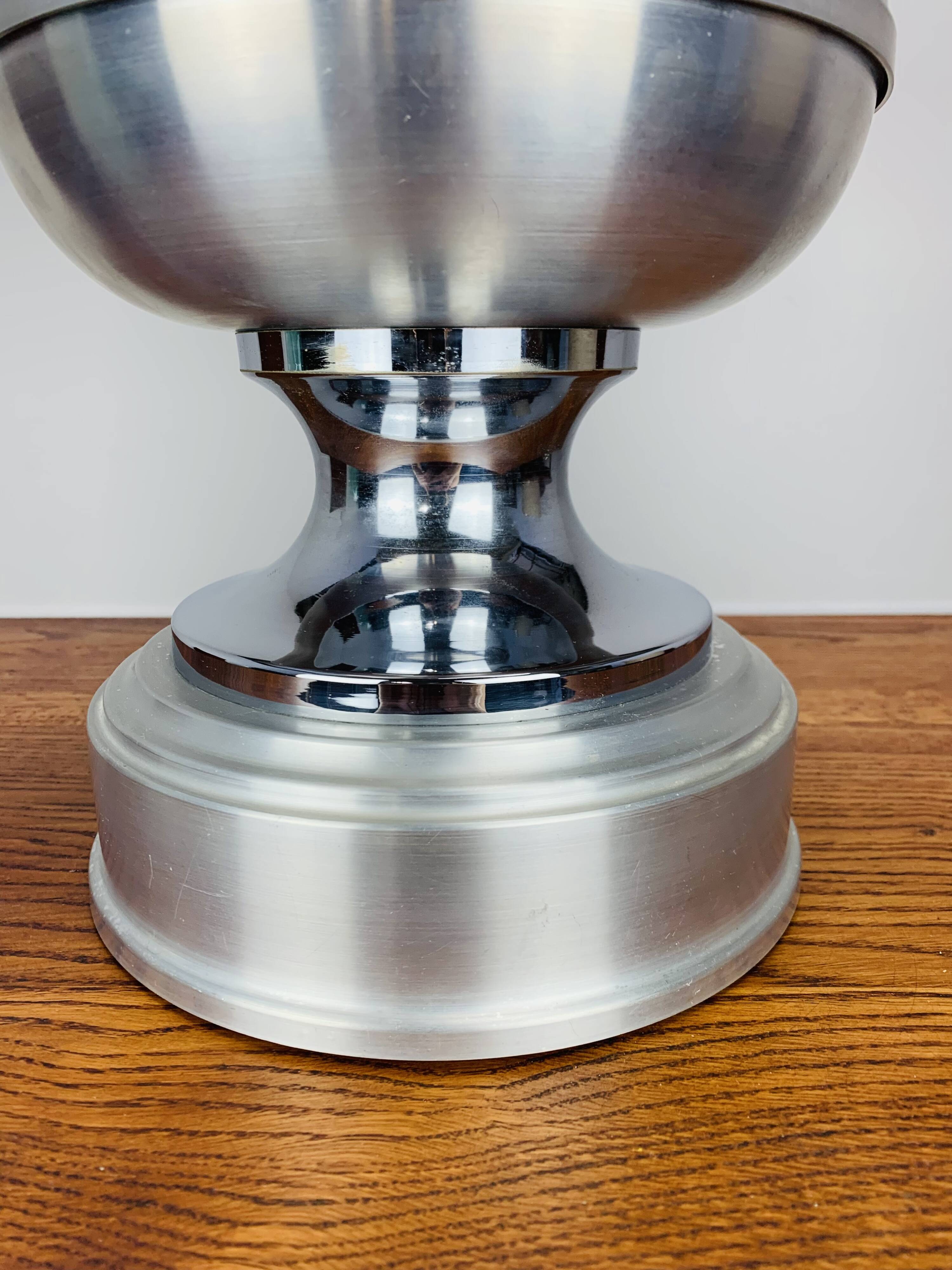 70s space age lamp, chrome and brushed aluminum