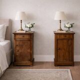 Pair of walnut bedside tables