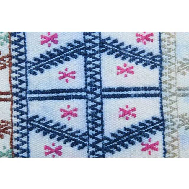 1970s Vintage Turkish Handwoven Wool Cotton White Runner Rug 69x215