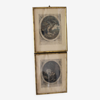 Stampe antiche dedicate alla Marchesa Madame de Montesquiou , set di 2, In buone condizioni