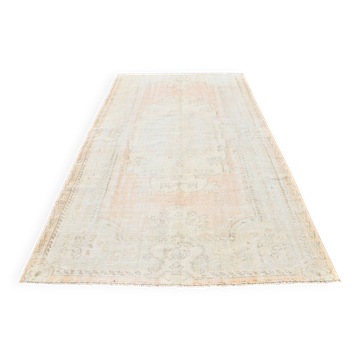 Pale Blush Vintage Area Rug, 182x304 Cm Faded Wool Carpet, 182x304 Cm