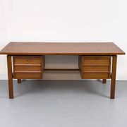 Mid-century teak desk by Svend Åge Madsen for Sigurd Hansen, 1960s.