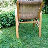 Rattan and wood armchair year 50