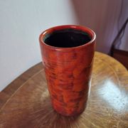 Vintage ceramic vase signed "Miep" with orange flamed glaze.
