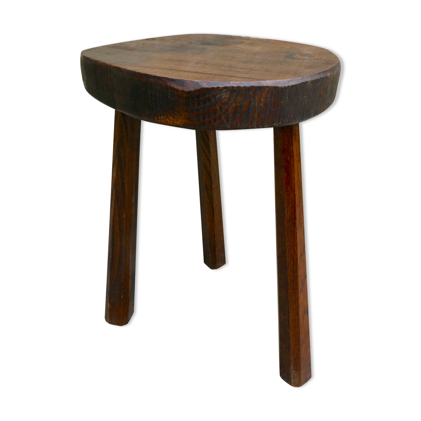 Tripod stool in raw wood