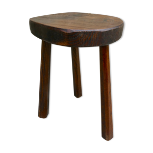 Tabouret tripode en bois brut