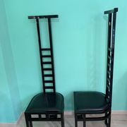 Chaises Décoratives Laquées Noires, Italie, 1970, Set de 2