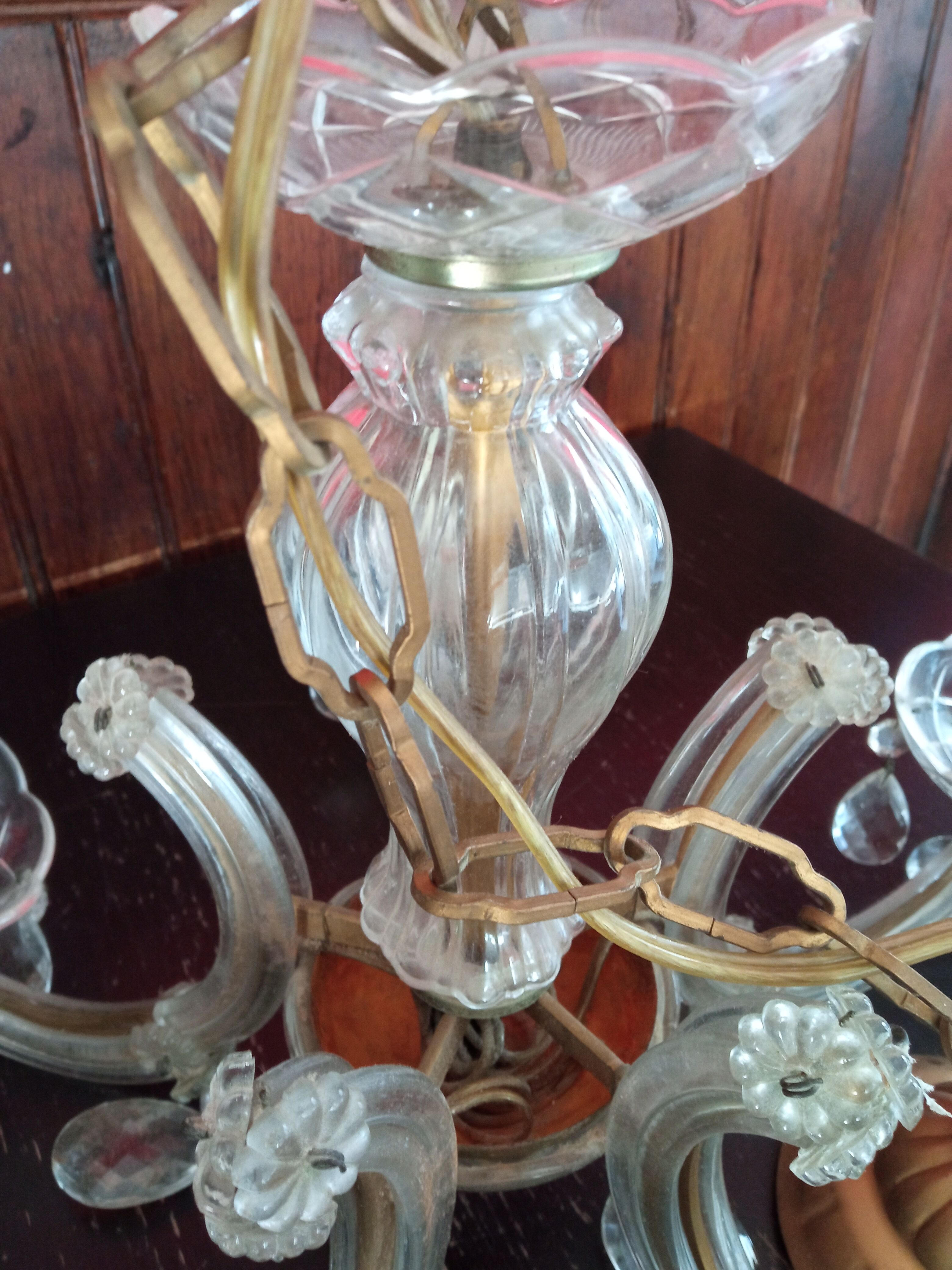 Old chandelier glass and brass