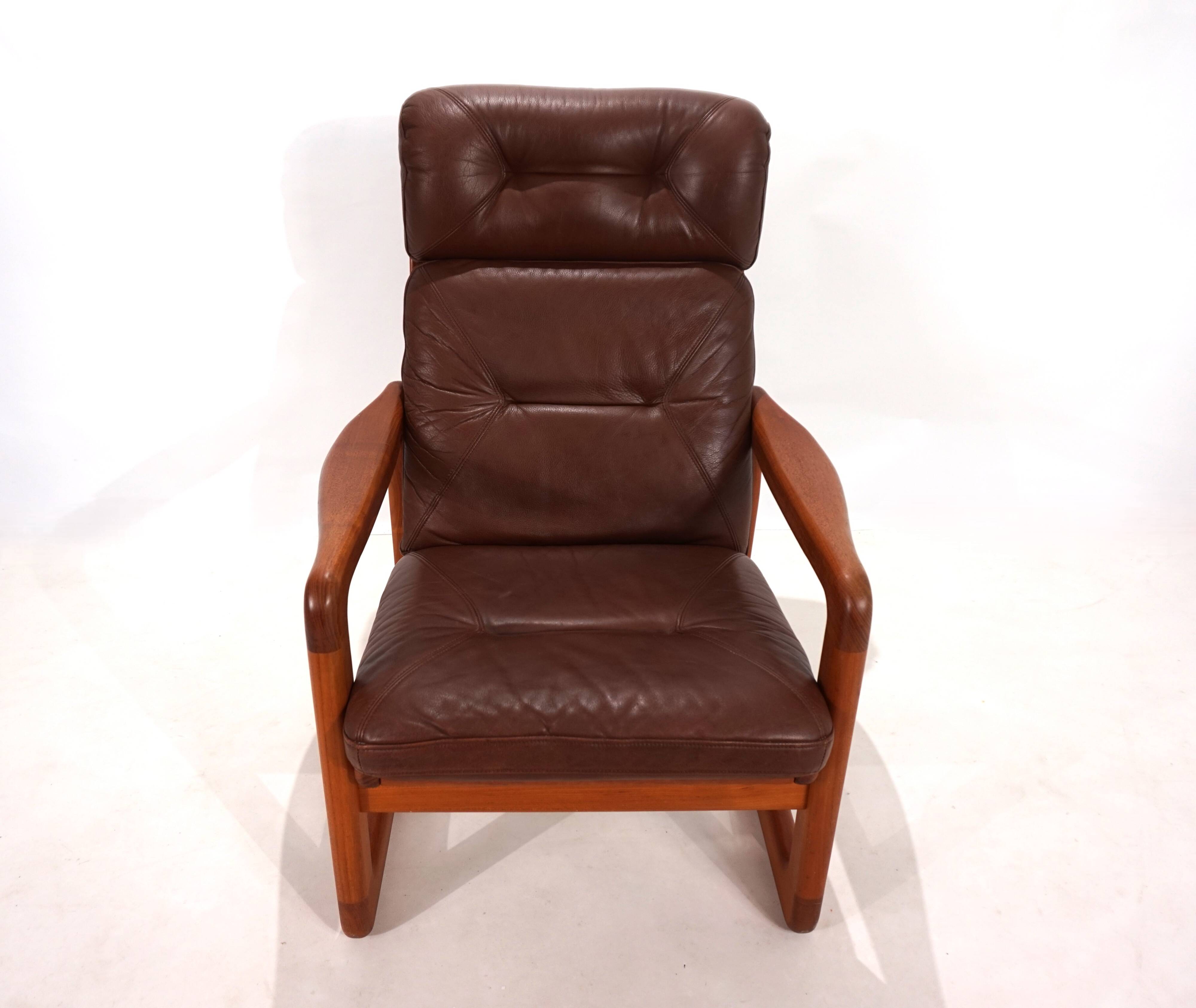 EMC teak leather armchair, 1960