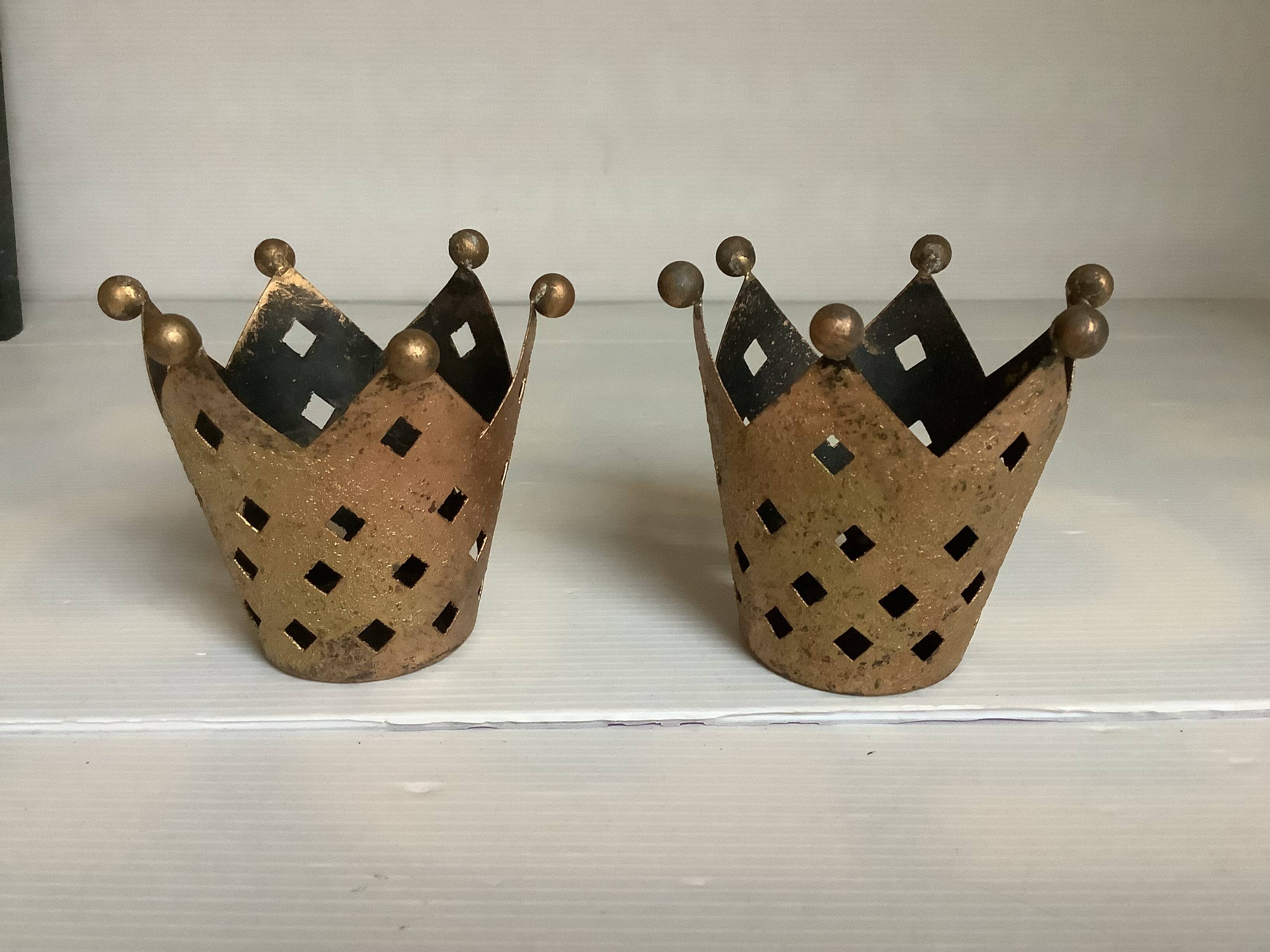 Pair of crown candlesticks