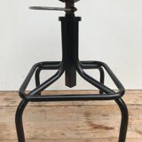 Former HELIOLITHE 50s adjustable Metal & wood Vintage shop stool