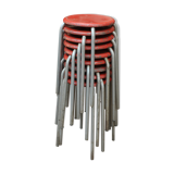 Set of 8cOld Stackable Metal Low Stools 1960