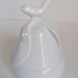 White porcelain pear sugar bowl