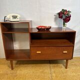 Mid Century Retro Teak Telephone Seat / Media Cabinet (Circa 1960)  A super