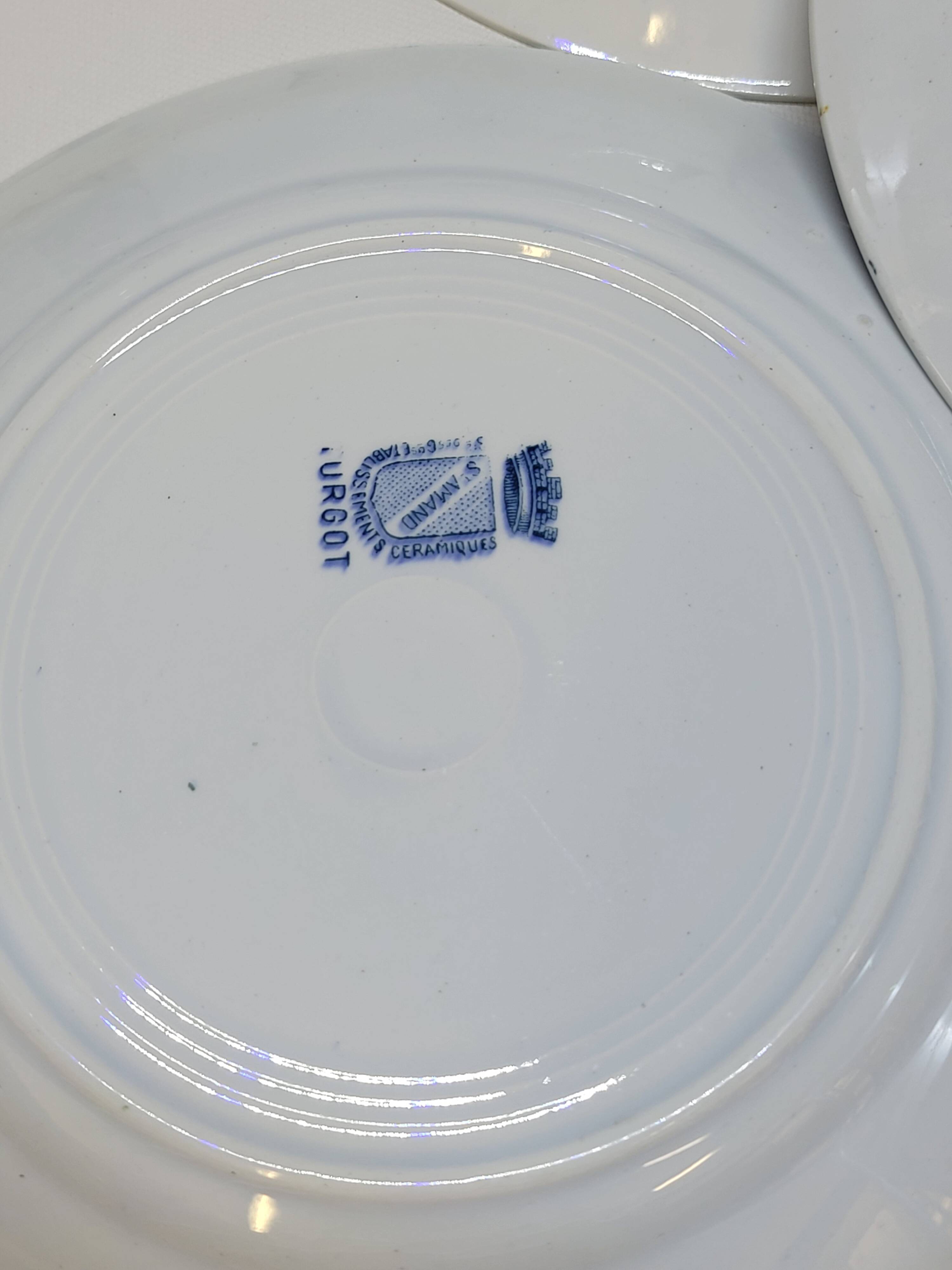 8 Old St Amand Flat Plates, Turgot Art Deco Model