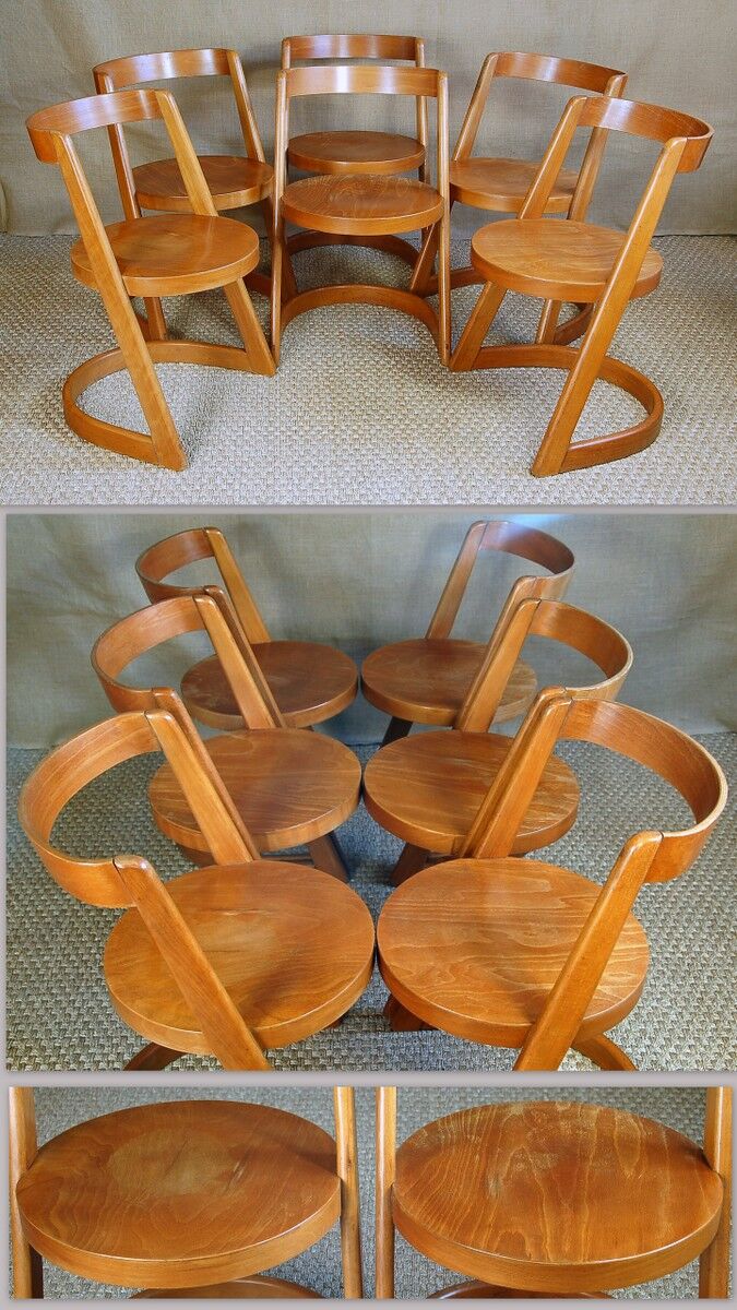 6 cantilever chairs Baumann Halfa 70s