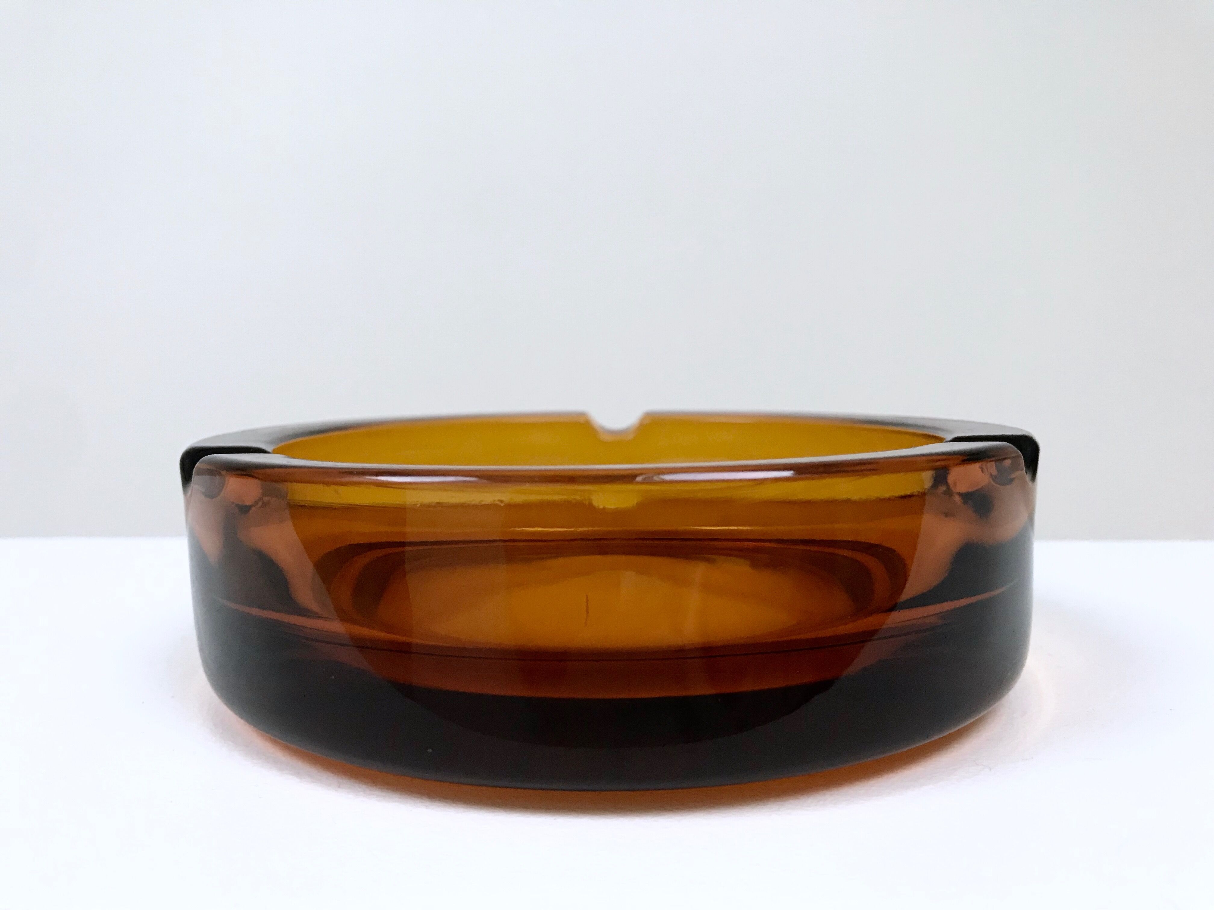 Ashtray glass amber, Italy, 1970