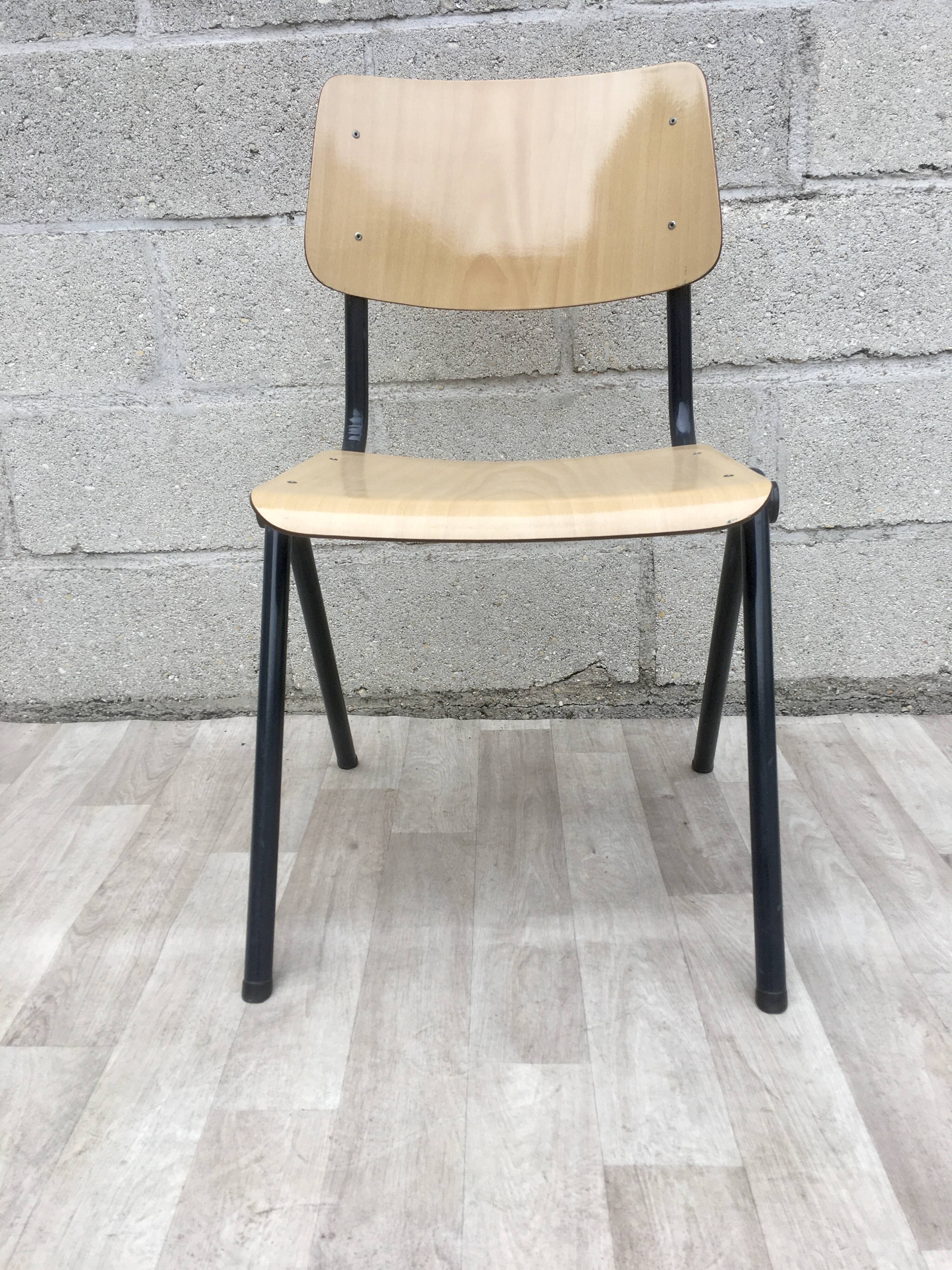 Lot de 6 chaises vintage Galvanitas couleur crème