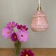 Vintage tulip pendant light in pink Clichy glass