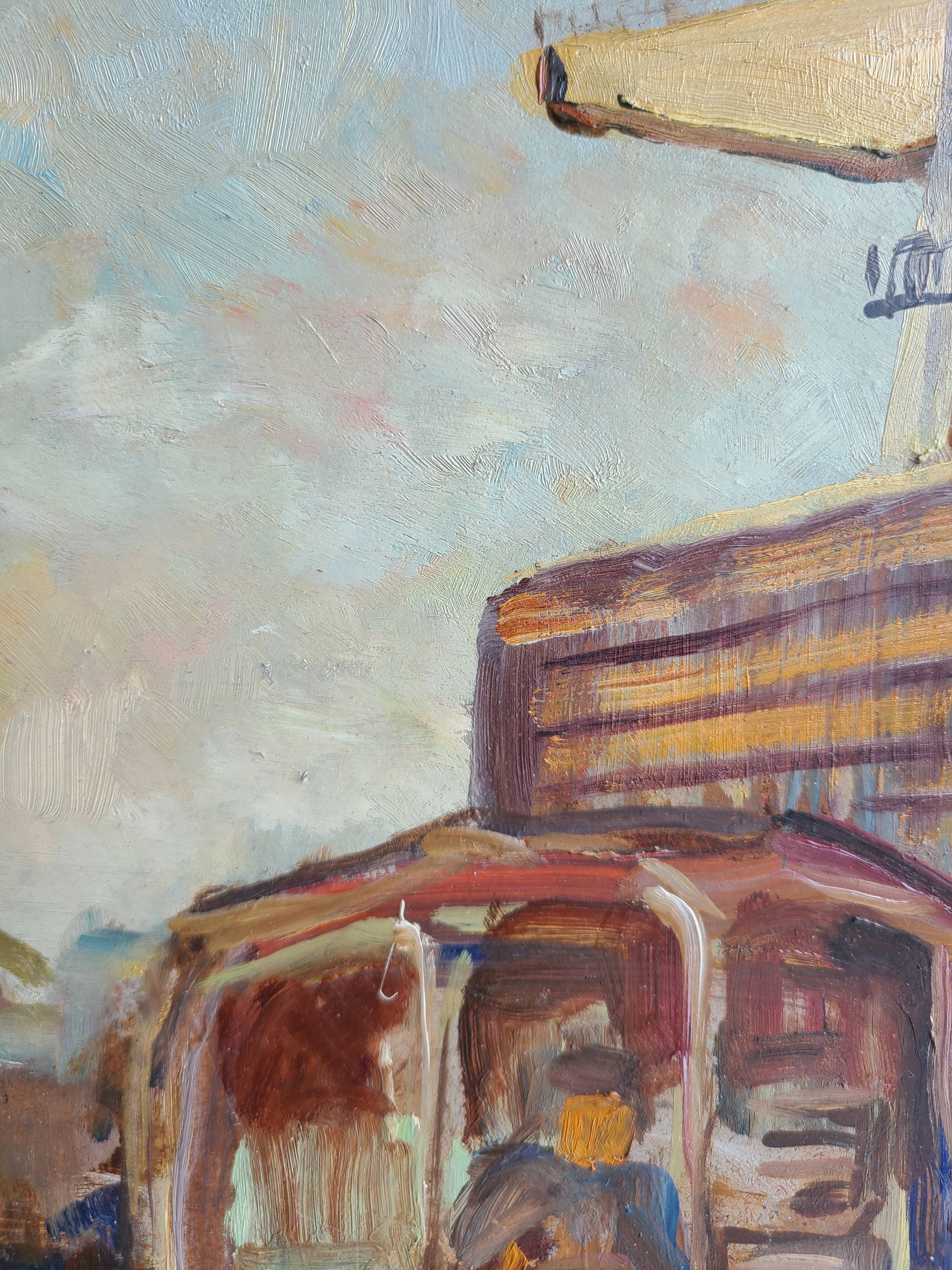 Painting 1965 industrial construction site