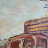 Painting 1965 industrial construction site