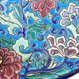 Old bowl on pedestal with raised edges art deco ceramic Longwy