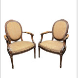 Paire de fauteuils bergère Louis XVI