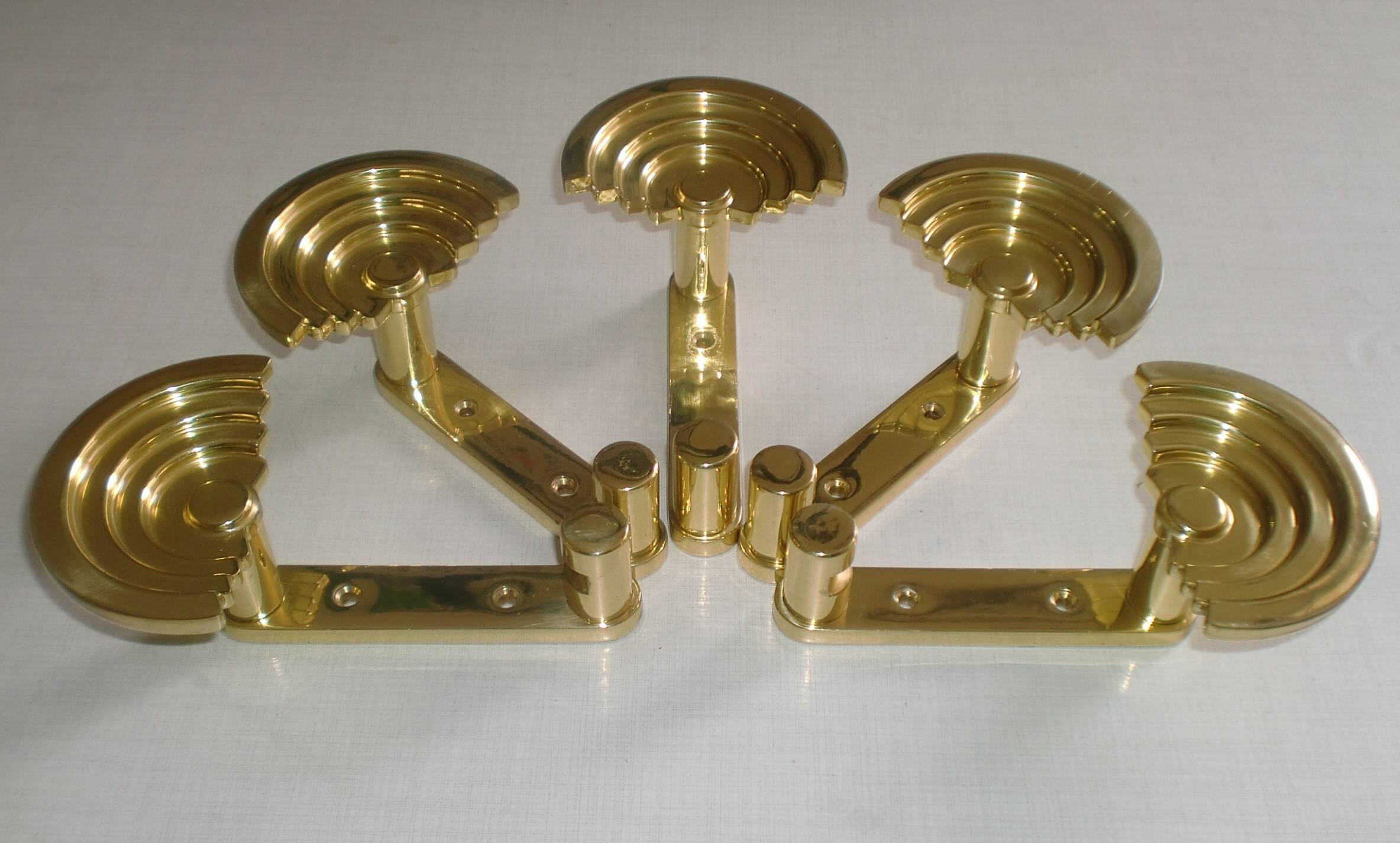 1 out of 10 pcs. Postmodern italian designer sottsass brass wall coat hooks