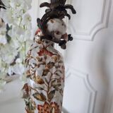 Parrot Candle Holder, Enameled Porcelain and Bronze, Late 19th Century