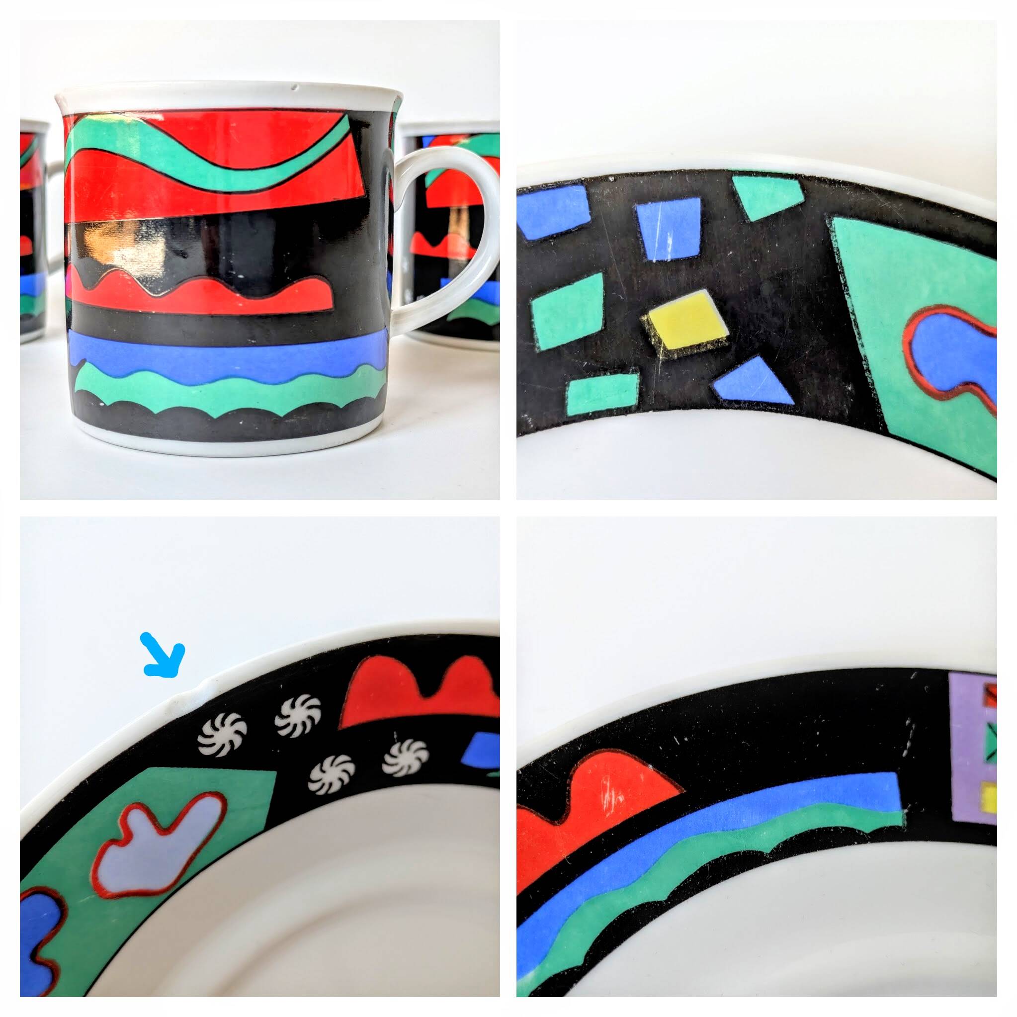 Memphis-style porcelain coffee service, Burg Lindau, 1980s