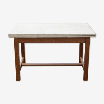 Table bois et formica avec rallonges