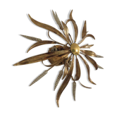 Applique florale en métal doré " Flor Art " années 70