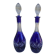 Pair of cobalt blue crystal carafes